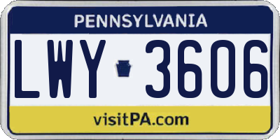 PA license plate LWY3606
