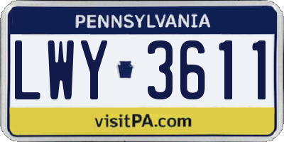 PA license plate LWY3611
