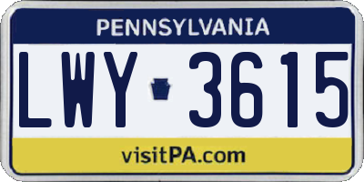 PA license plate LWY3615