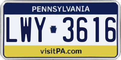 PA license plate LWY3616