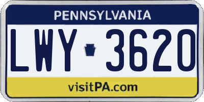 PA license plate LWY3620