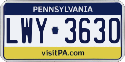 PA license plate LWY3630