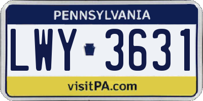 PA license plate LWY3631