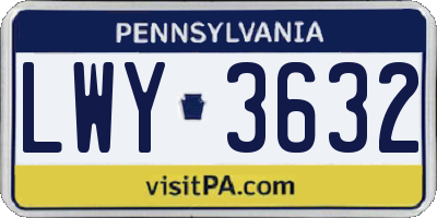 PA license plate LWY3632