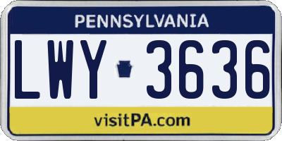 PA license plate LWY3636