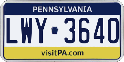 PA license plate LWY3640