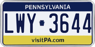 PA license plate LWY3644