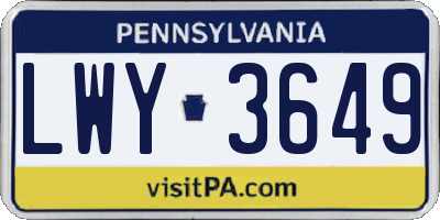 PA license plate LWY3649