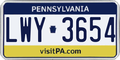 PA license plate LWY3654