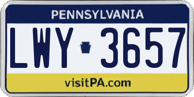 PA license plate LWY3657