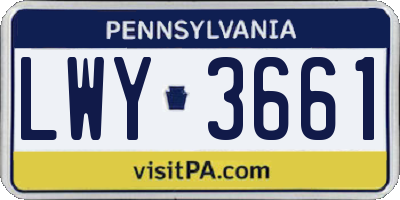 PA license plate LWY3661
