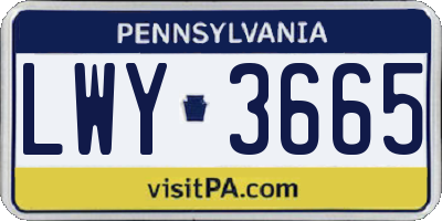 PA license plate LWY3665