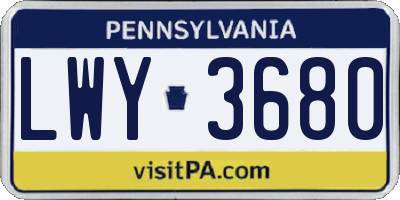 PA license plate LWY3680