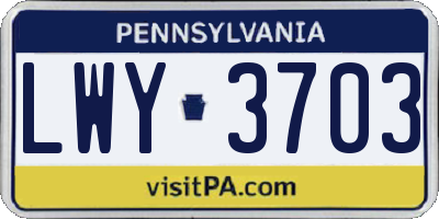 PA license plate LWY3703