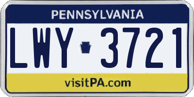 PA license plate LWY3721