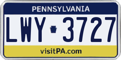 PA license plate LWY3727