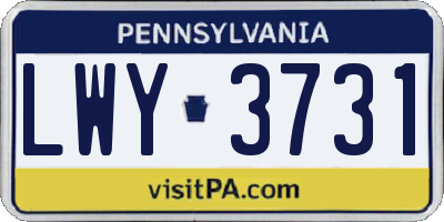 PA license plate LWY3731