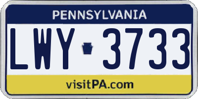 PA license plate LWY3733