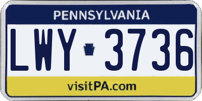PA license plate LWY3736
