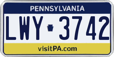 PA license plate LWY3742