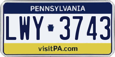 PA license plate LWY3743
