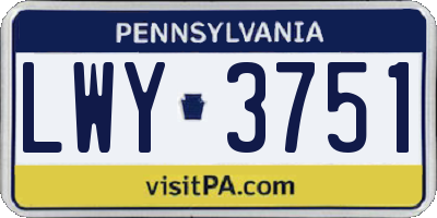 PA license plate LWY3751