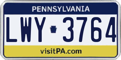PA license plate LWY3764