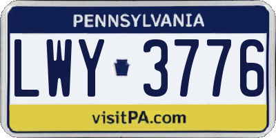 PA license plate LWY3776