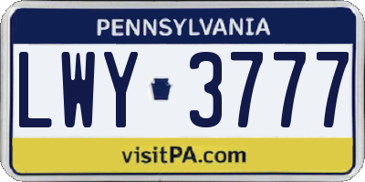 PA license plate LWY3777