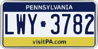 PA license plate LWY3782
