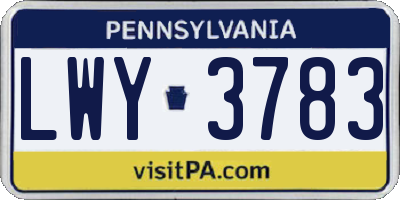 PA license plate LWY3783
