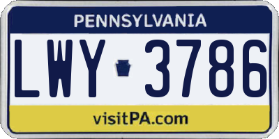 PA license plate LWY3786