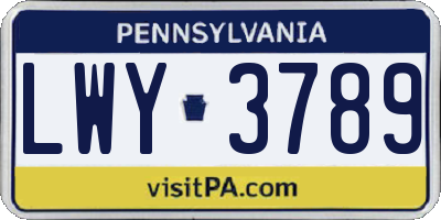PA license plate LWY3789