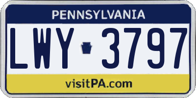 PA license plate LWY3797