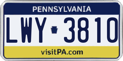 PA license plate LWY3810
