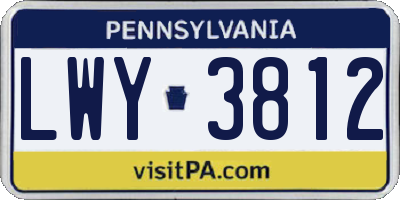 PA license plate LWY3812