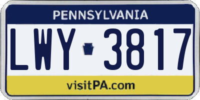 PA license plate LWY3817