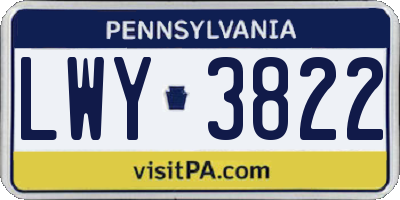 PA license plate LWY3822