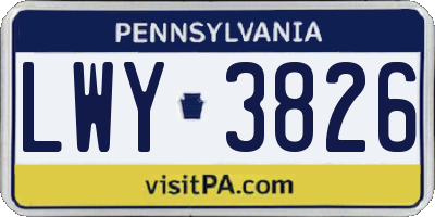 PA license plate LWY3826