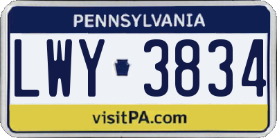 PA license plate LWY3834