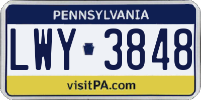 PA license plate LWY3848