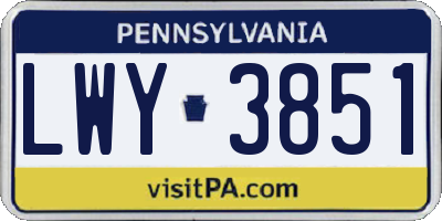 PA license plate LWY3851