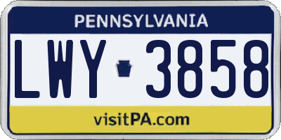 PA license plate LWY3858