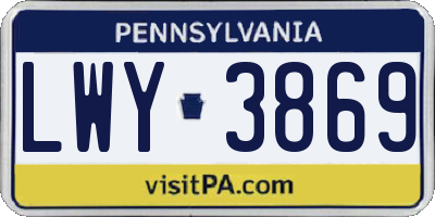 PA license plate LWY3869