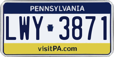 PA license plate LWY3871