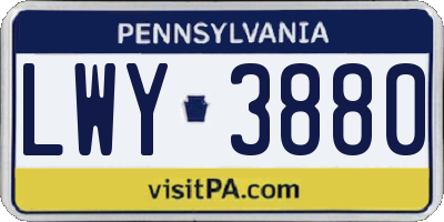 PA license plate LWY3880