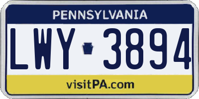 PA license plate LWY3894