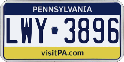 PA license plate LWY3896