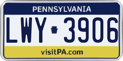 PA license plate LWY3906