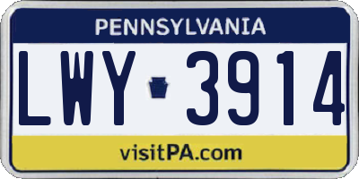 PA license plate LWY3914